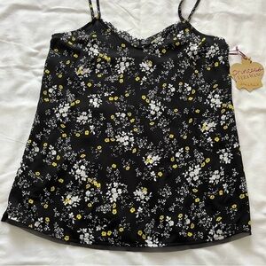 Vintage Y2K Princess Vera Wang Floral Lace Trim Cami Adjustable Strap, M, NWT